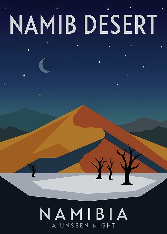 Namib Desert Night Travel Poster