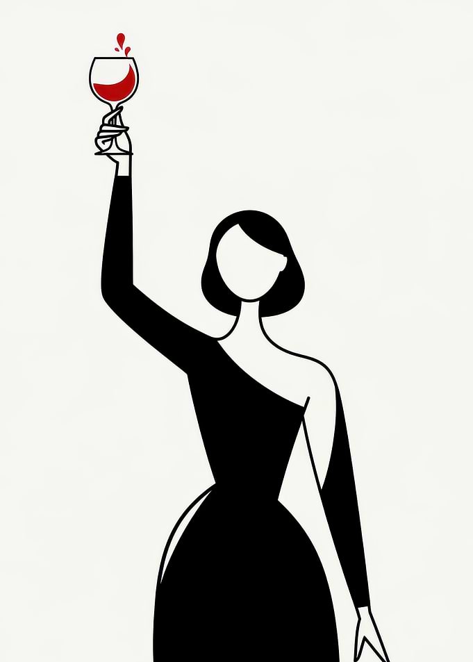 Minimalist Woman Toasting with Wine