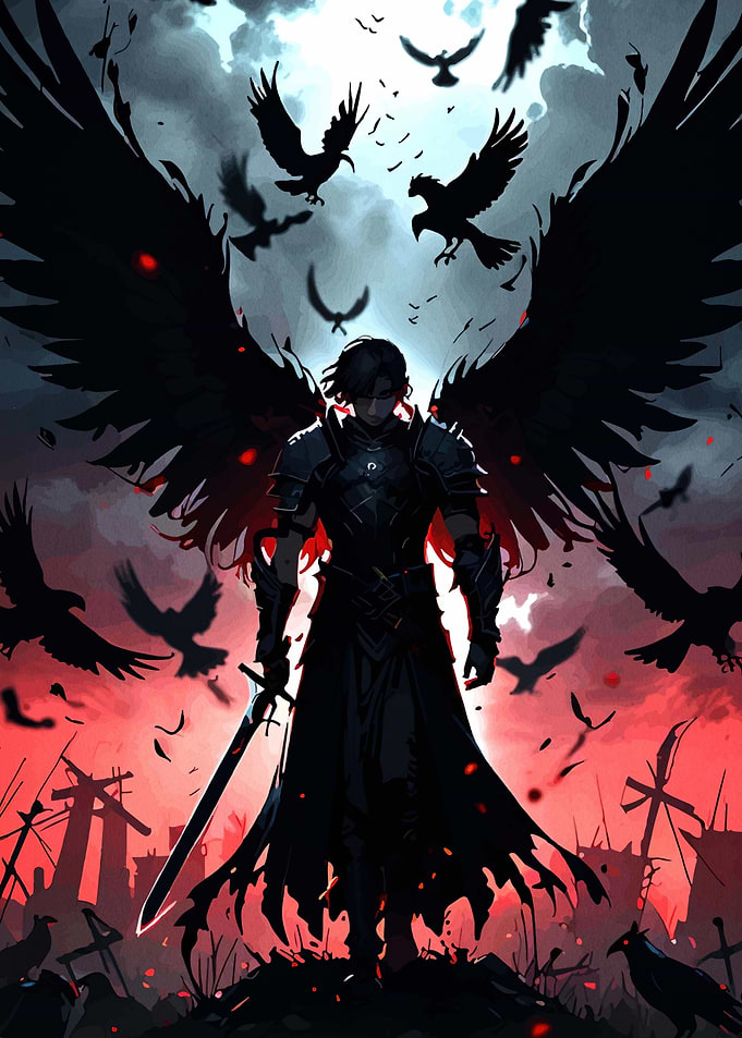 Dark Fallen Angel Warrior