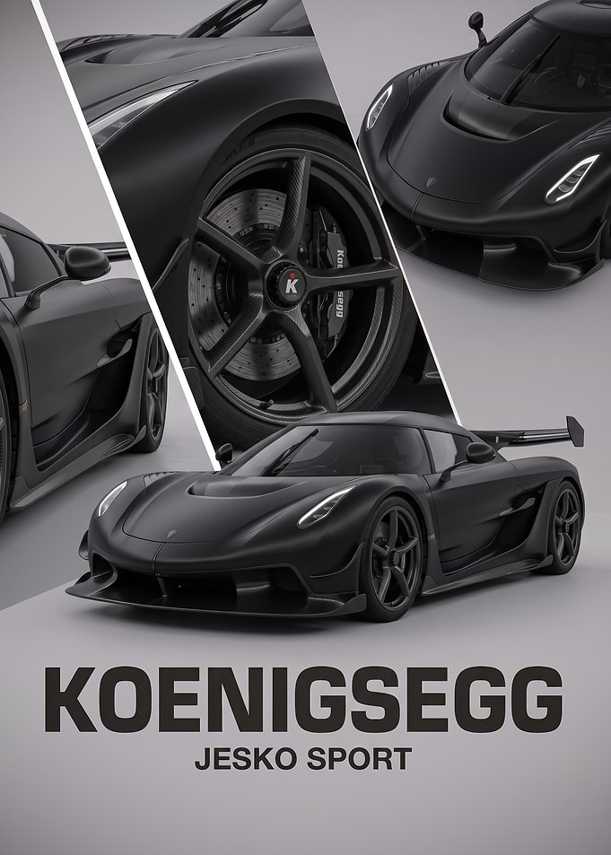 black sleek Koenigsegg Jesko Sport art Poster