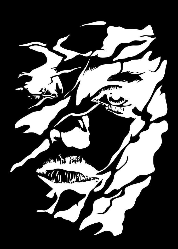 Abstract Black and White Face Portrait