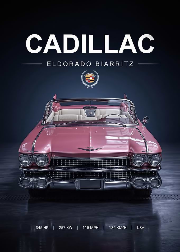 Vintage Pink Cadillac Eldorado classic car Poster