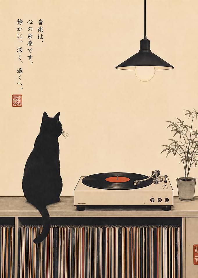 Retro Lofi Vinyl Cat