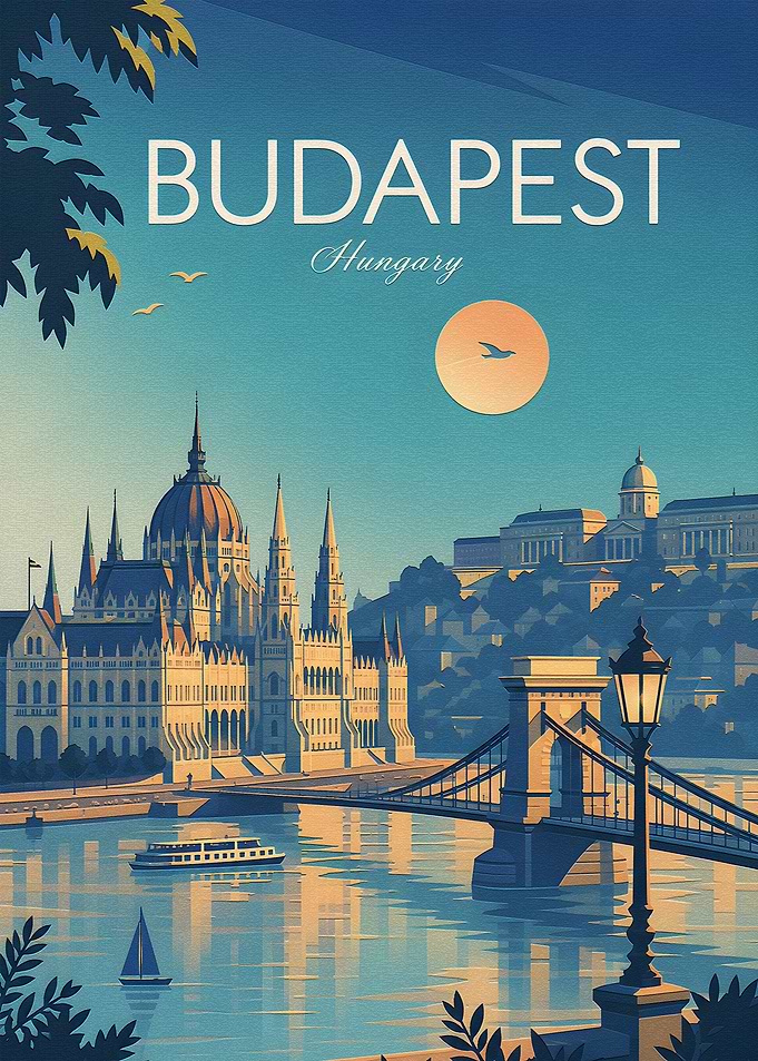 Budapest Hungary Travel Poster