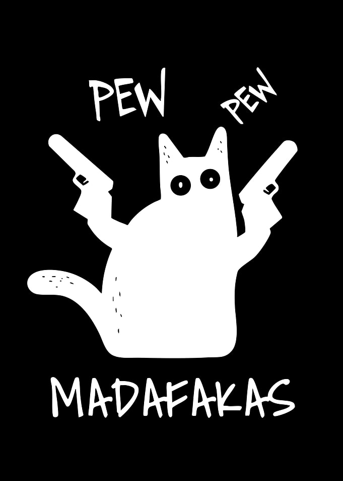 Funny Cat With Guns Graphic