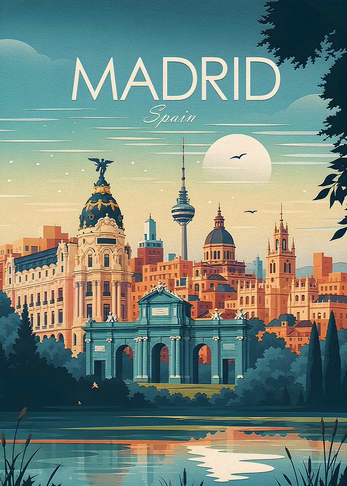 Vintage Travel Poster of Madrid