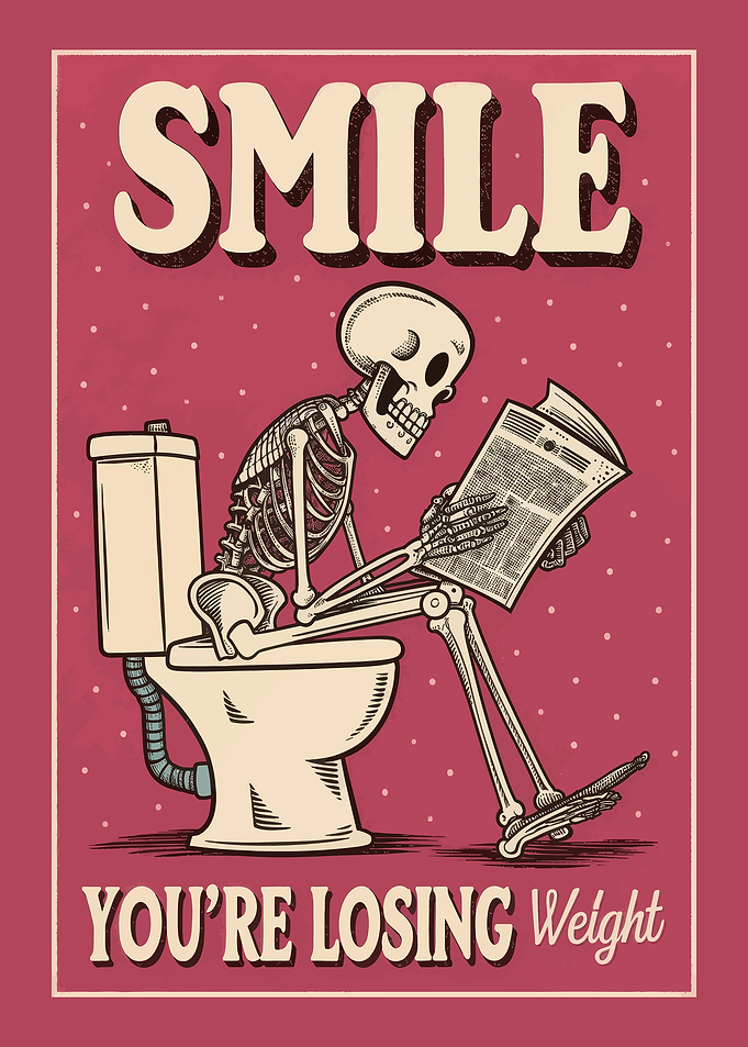 Funny Skeleton Toilet Reading Poster