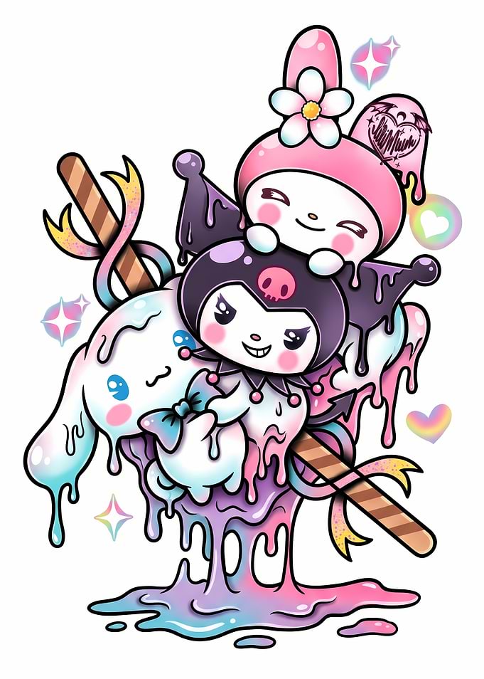 Sanrio Characters Melting Ice Cream Art