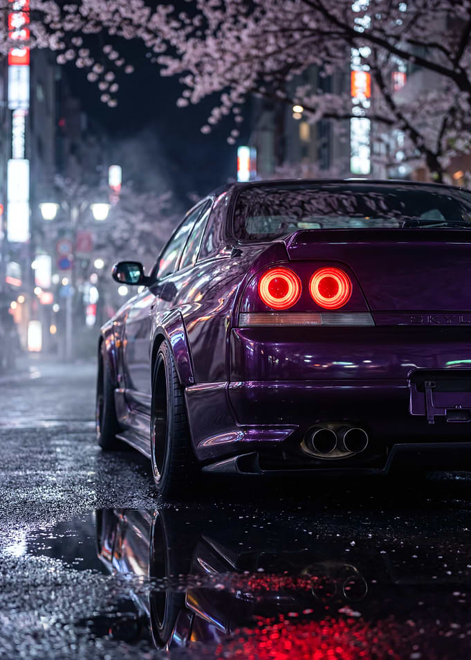 Purple Nissan Gtr R33 Cherry Blossom