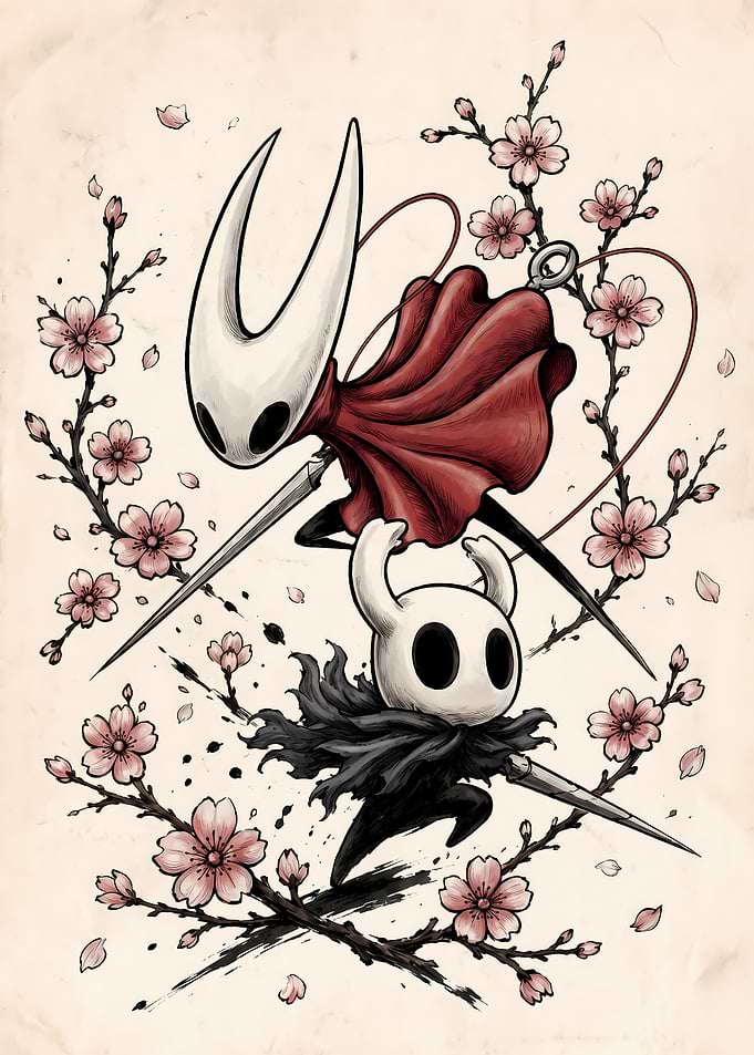Hollow Knight and Hornet Cherry Blossom