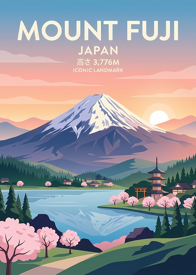 Mount Fuji Japan Travel Poster