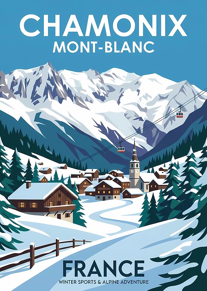 Chamonix Mont-Blanc Vintage Travel Poster