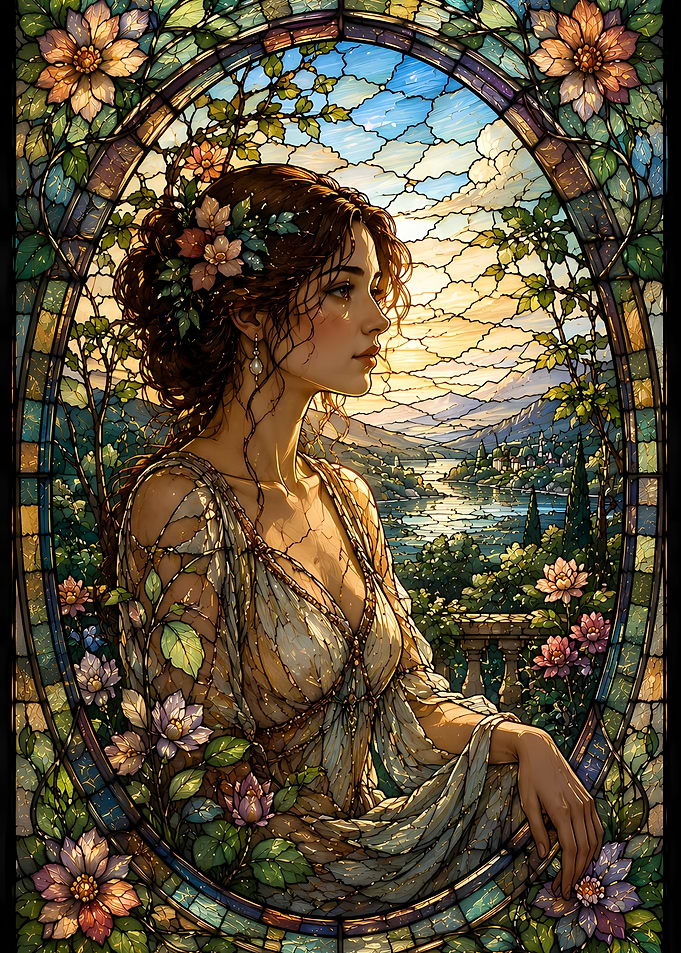 Stained Glass Portrait of a Woman