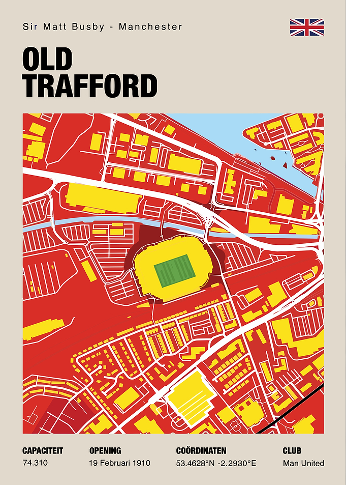 Old Trafford Stadium Map Poster