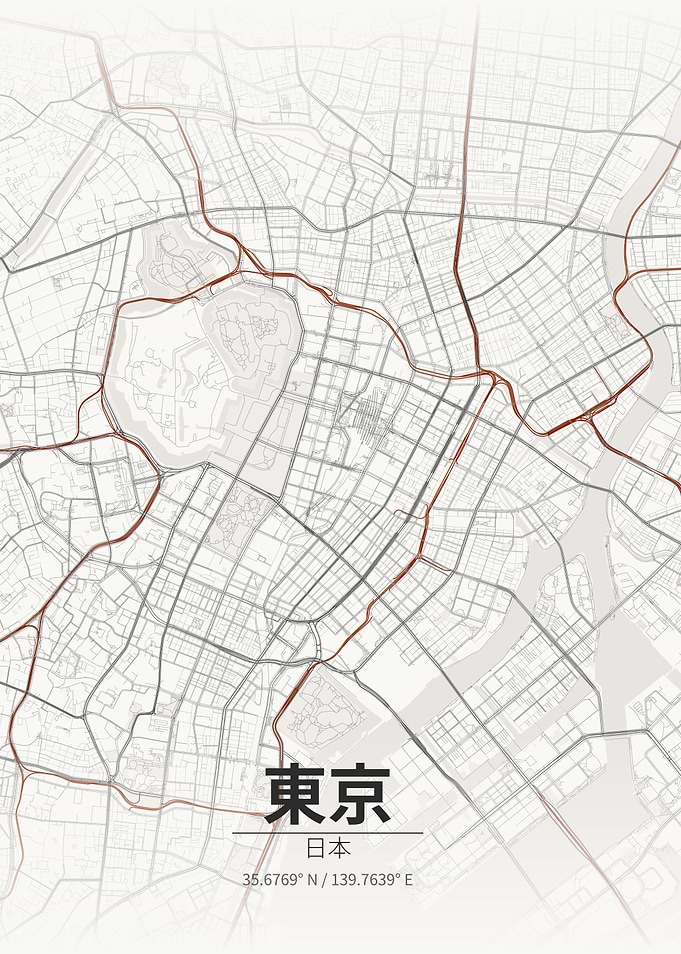 Minimalist Tokyo City Street Map