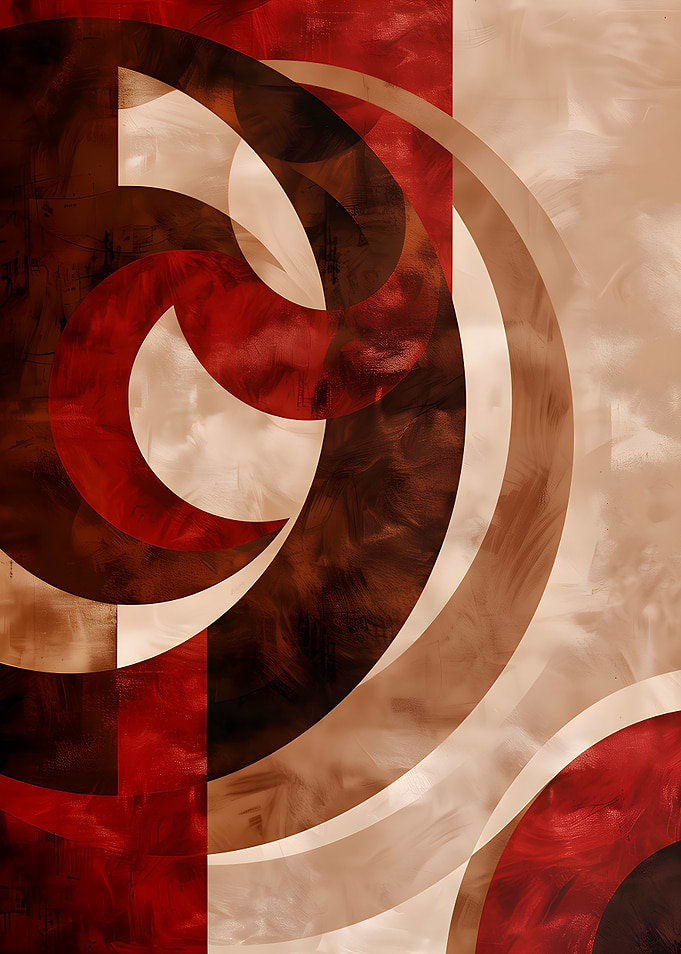 Abstract Red and Brown Circular Art