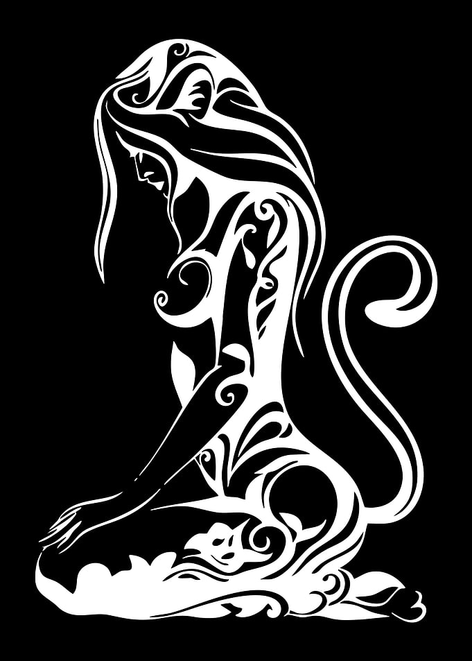 Tribal Cat Woman Silhouette