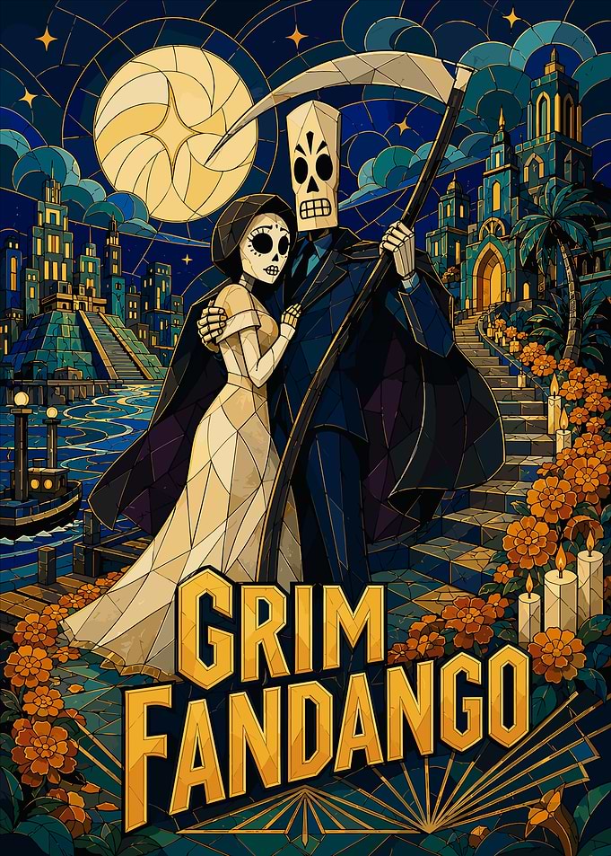 Grim Fandango Stained Glass Poster