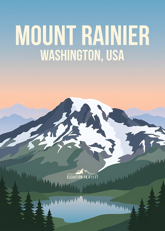 Mount Rainier National Park Travel Poster