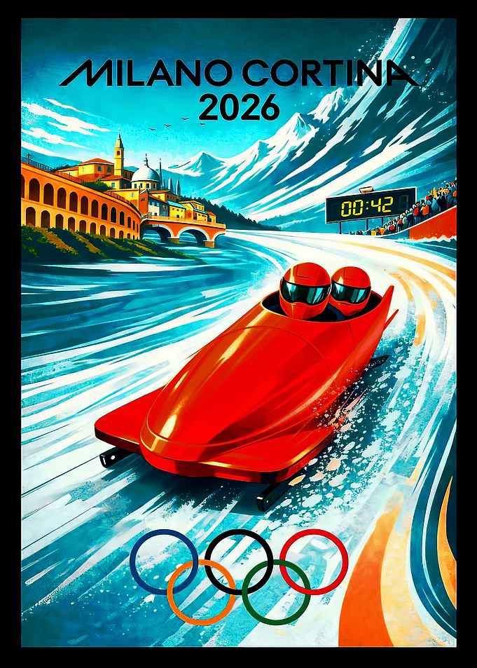 Milano Cortina 2026 Bobsleigh Poster