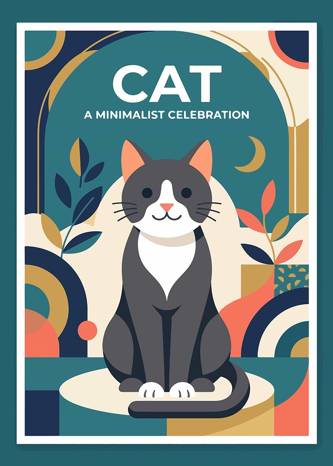 Minimalist Cat Celebration Poster