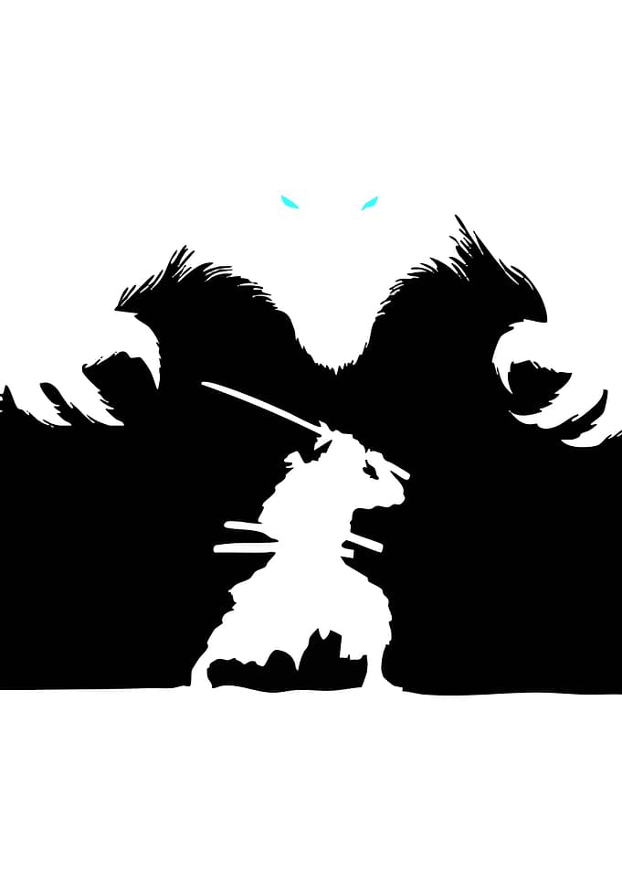 Samurai Facing a Shadow Beast