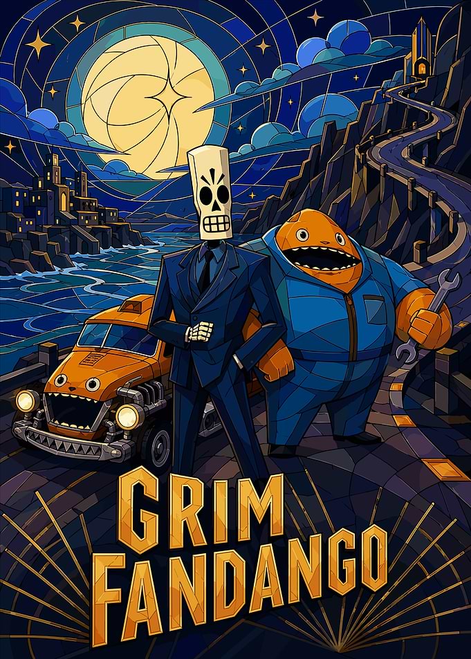 Grim Fandango Stained Glass Art
