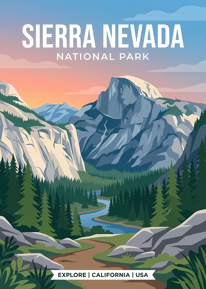 Sierra Nevada National Park Travel Poster