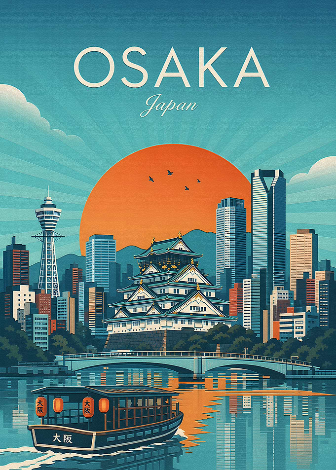 Osaka Japan Travel Poster