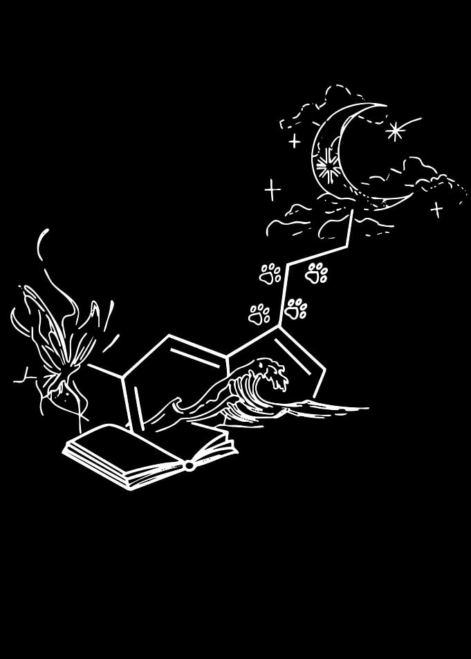 Serotonin Molecule Artistic Line Art