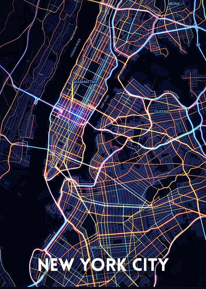 Neon New York City Map
