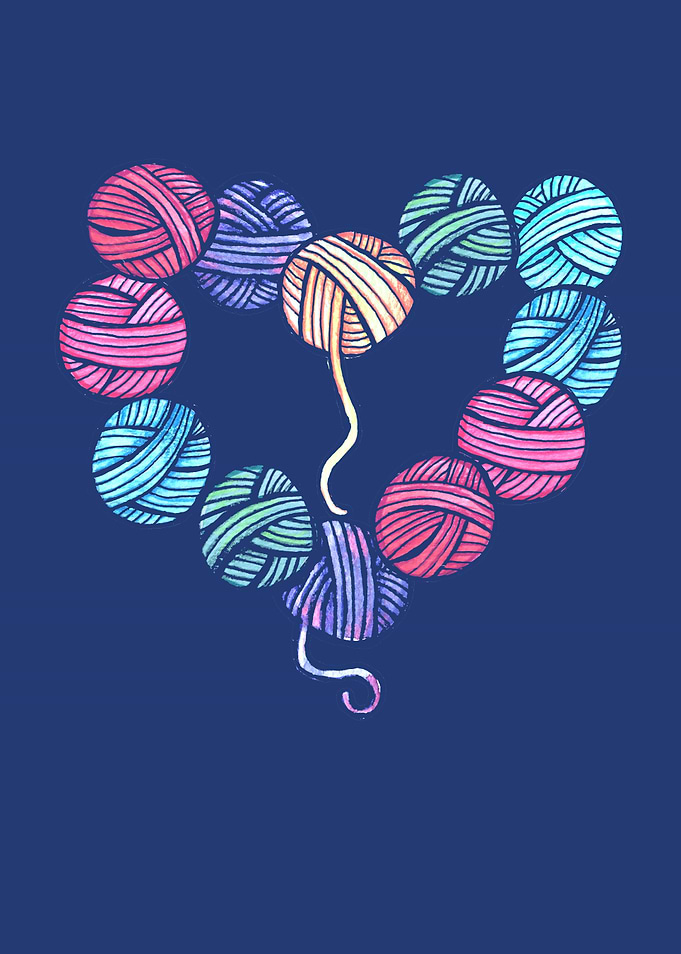 Heart Shape Made of Yarn Balls