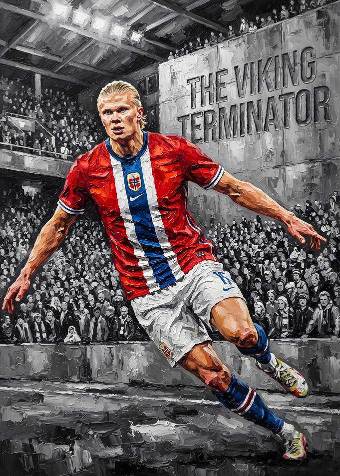 Erling Haaland The Viking Terminator Painting