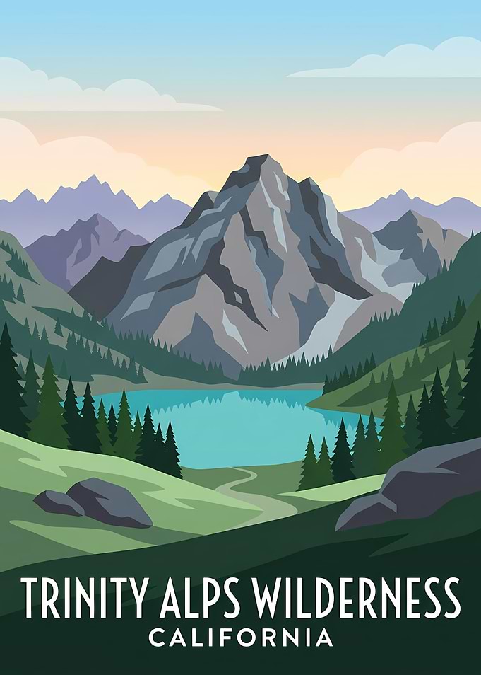 Trinity Alps Wilderness California Travel Poster
