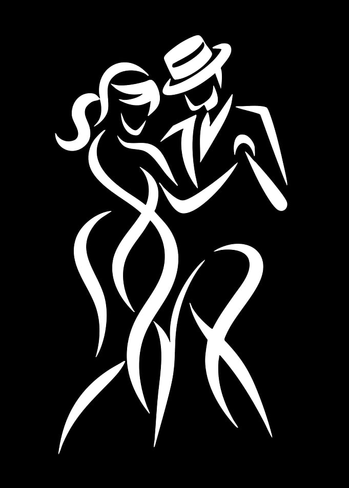 Minimalist Tango Dancers Silhouette