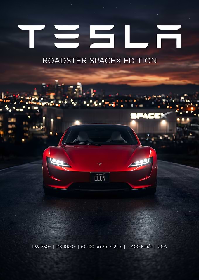 Tesla Roadster SpaceX Edition Poster