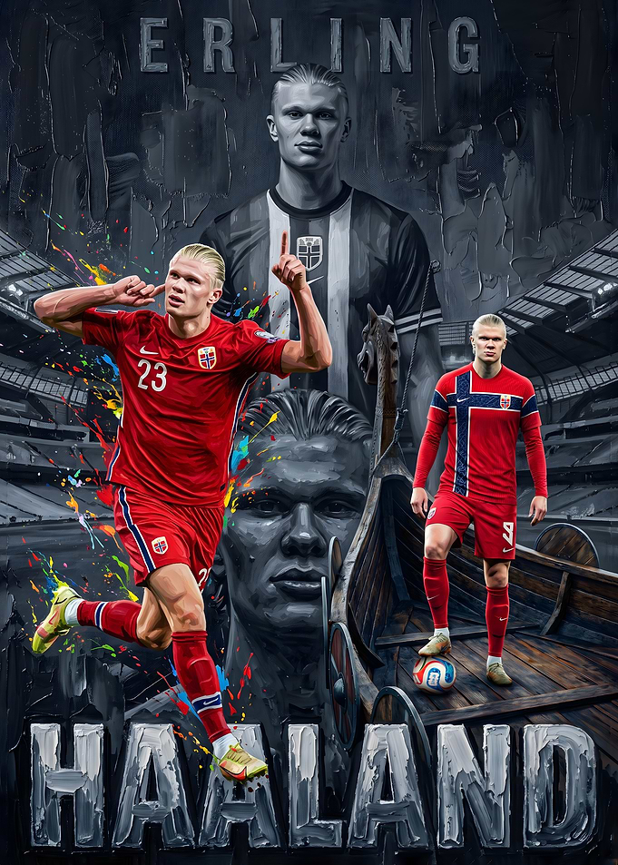 Erling Haaland Norway Football Poster