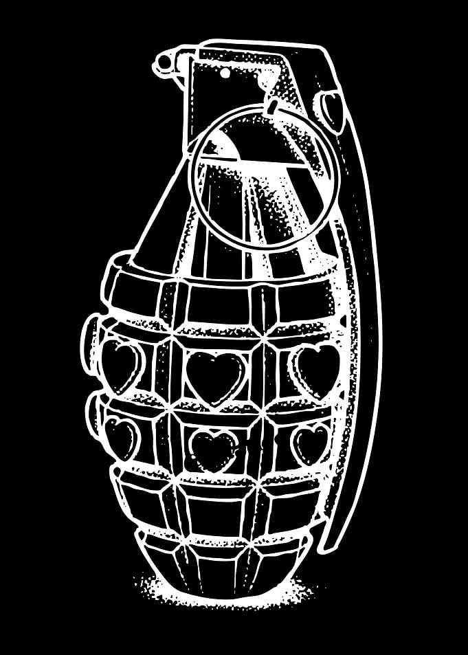 Heart Pattern Hand Grenade Illustration