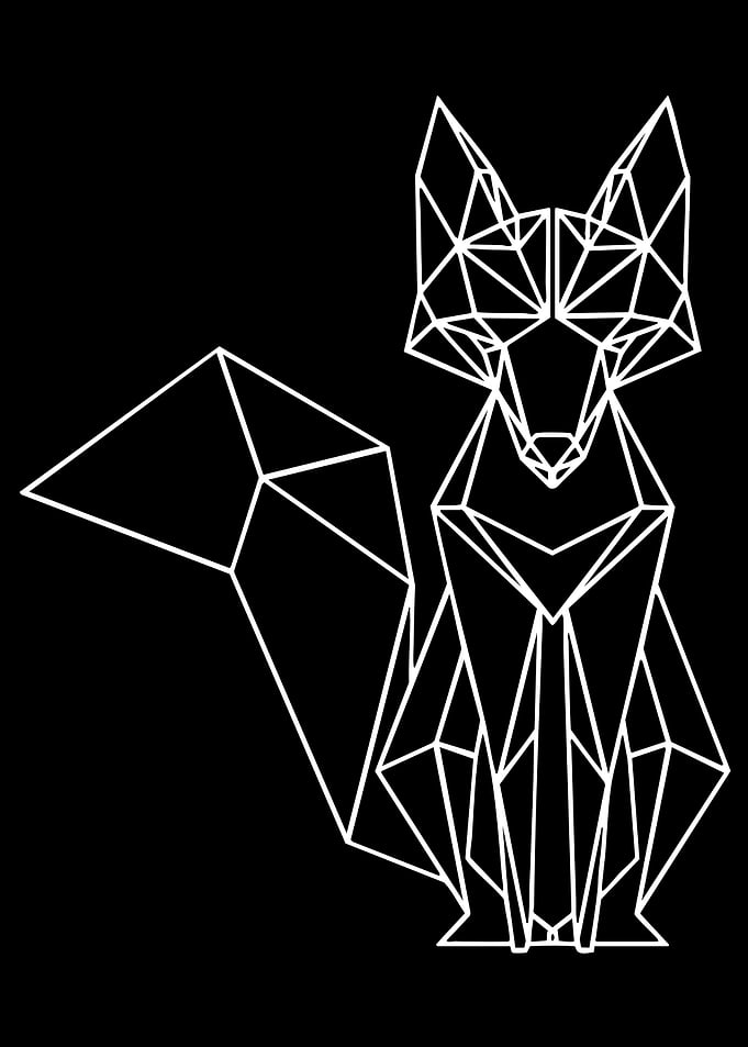 Geometric Minimalist Fox Line Art