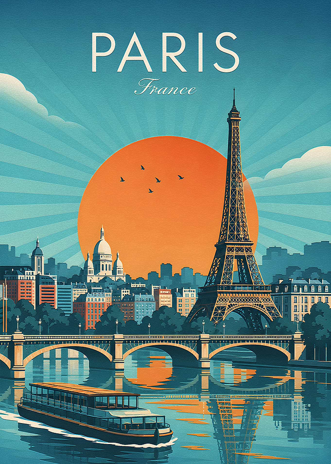 Vintage Style Paris Travel Poster