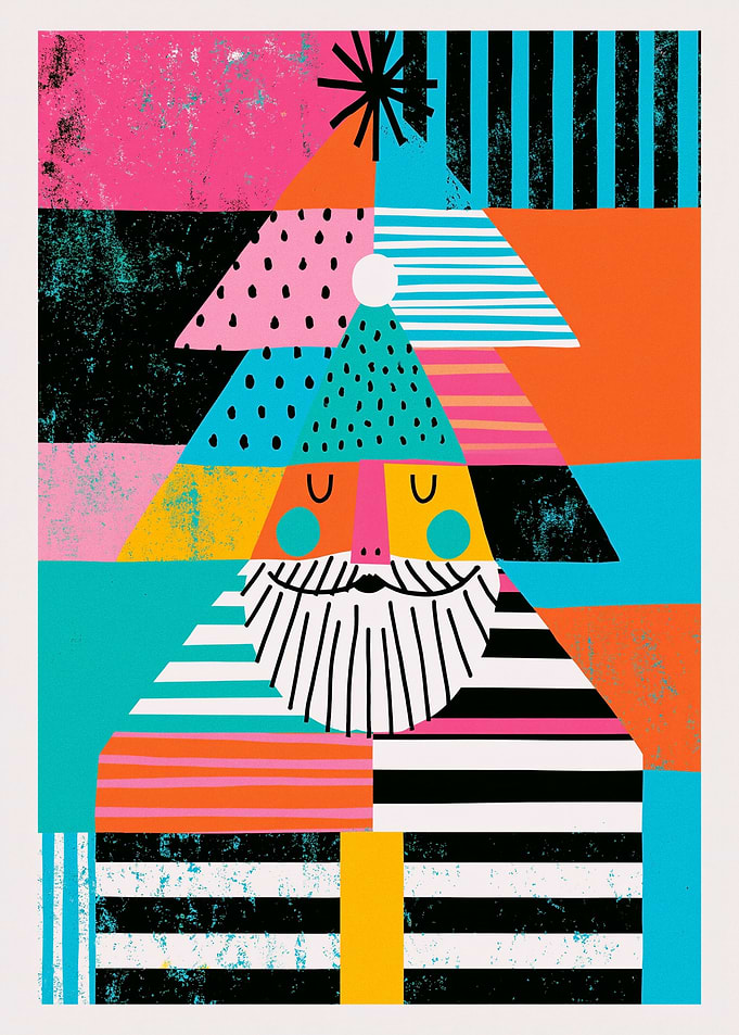 Abstract Geometric Santa Claus Illustration