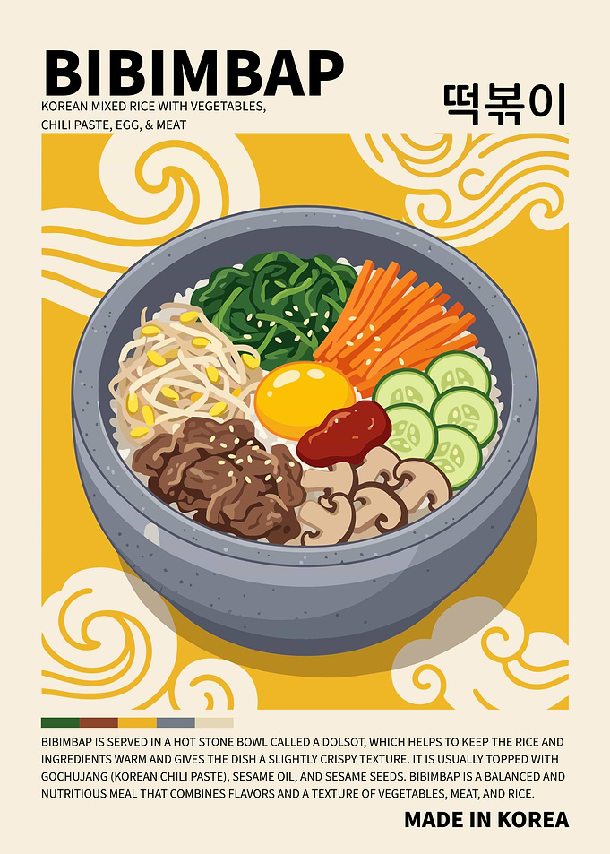 Bibimbap Poster – Traditional Korean Rice Bowl Wall Art