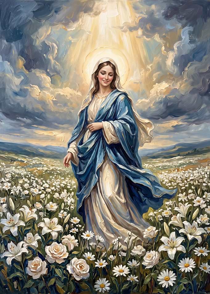 The Virgin Mary in Flower Field
