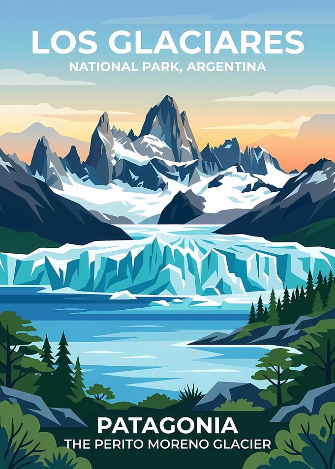 Los Glaciares National Park Travel Poster