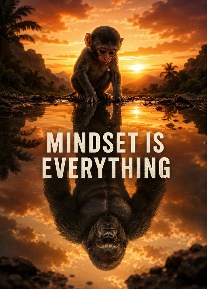 Mindset Is Everything Monkey Reflection Poster