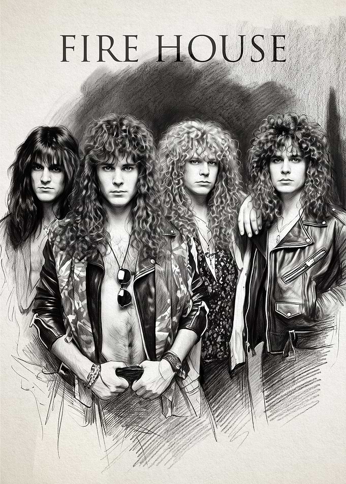 FireHouse Band Pencil Sketch Portrait