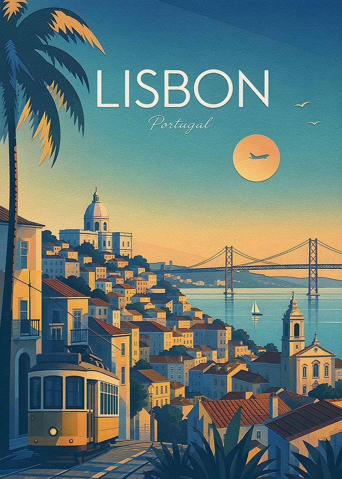 Vintage Travel Poster of Lisbon