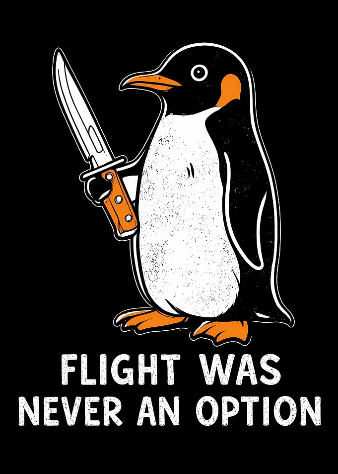 Funny Penguin With Knife Graphic