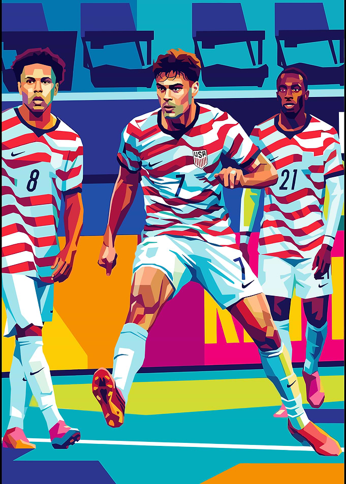 USMNT Soccer Players Pop Art Portrait