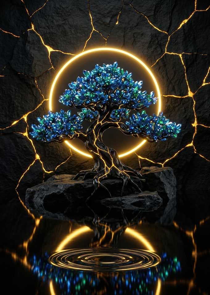 Glowing Crystal Bonsai Tree Art